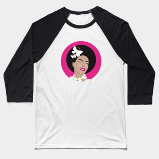 Girl with Butterflies In Her Afro - Pink Circle 2 Baseball T-Shirt